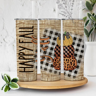 Happy Fall Y&#39;all Basketweave - Sublimation or Waterslide Wrap - 20oz and 30oz
