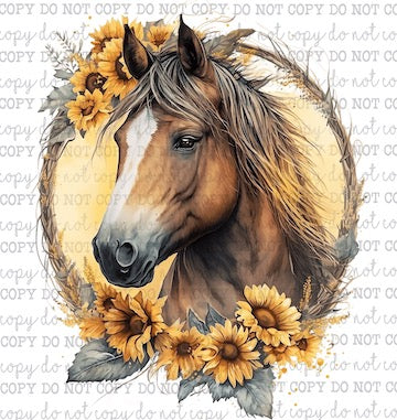 Sunflowers Horse - Country Western - Cheat Clear Waterslide™ or White Cast Sticker