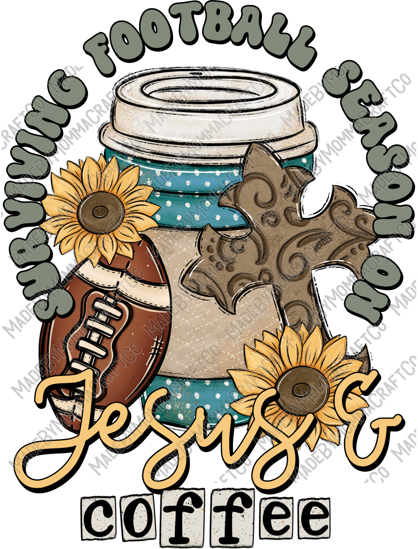 Surviving Football Season on Jesus and Coffee - Fall - Cheat Clear Waterslide™ or White Cast Sticker