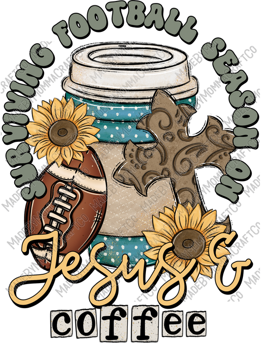 Surviving Football Season on Jesus and Coffee - Fall - Cheat Clear Waterslide™ or White Cast Sticker