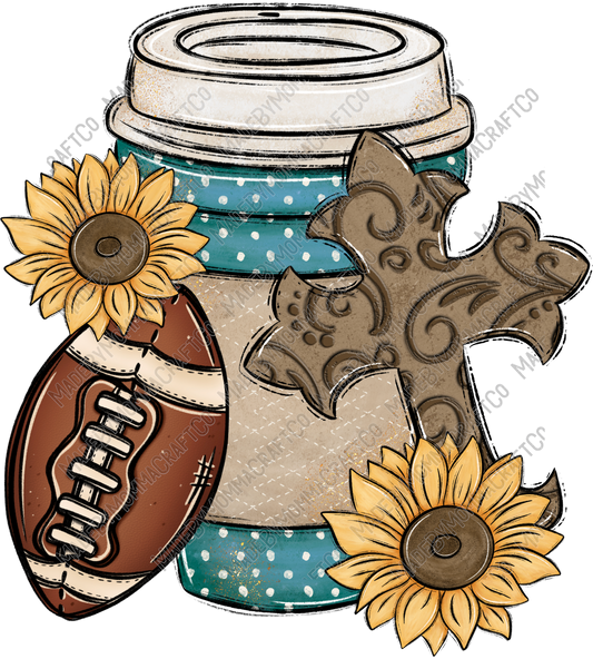 Football Season Jesus and Coffee - Fall - Cheat Clear Waterslide™ or White Cast Sticker