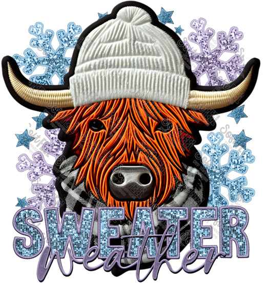Sweater Weather - Christmas / Faux Embroidery - Direct To Film Transfer / DTF - Heat Press Clothing Transfer