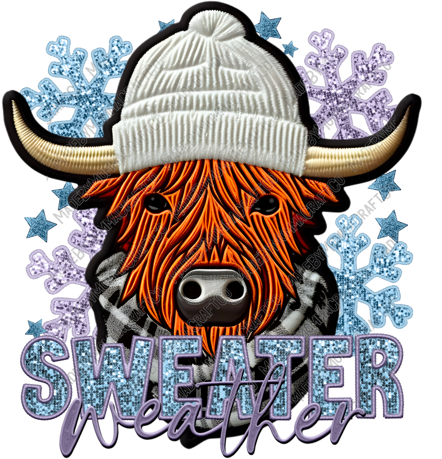 Sweater Weather - Faux Embroidery - Cheat Clear Waterslide™ or White Cast Sticker