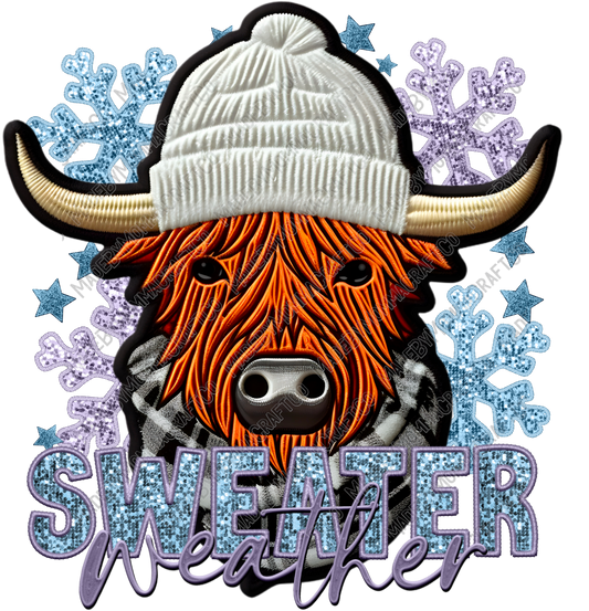 Sweater Weather - Faux Embroidery - Cheat Clear Waterslide™ or White Cast Sticker