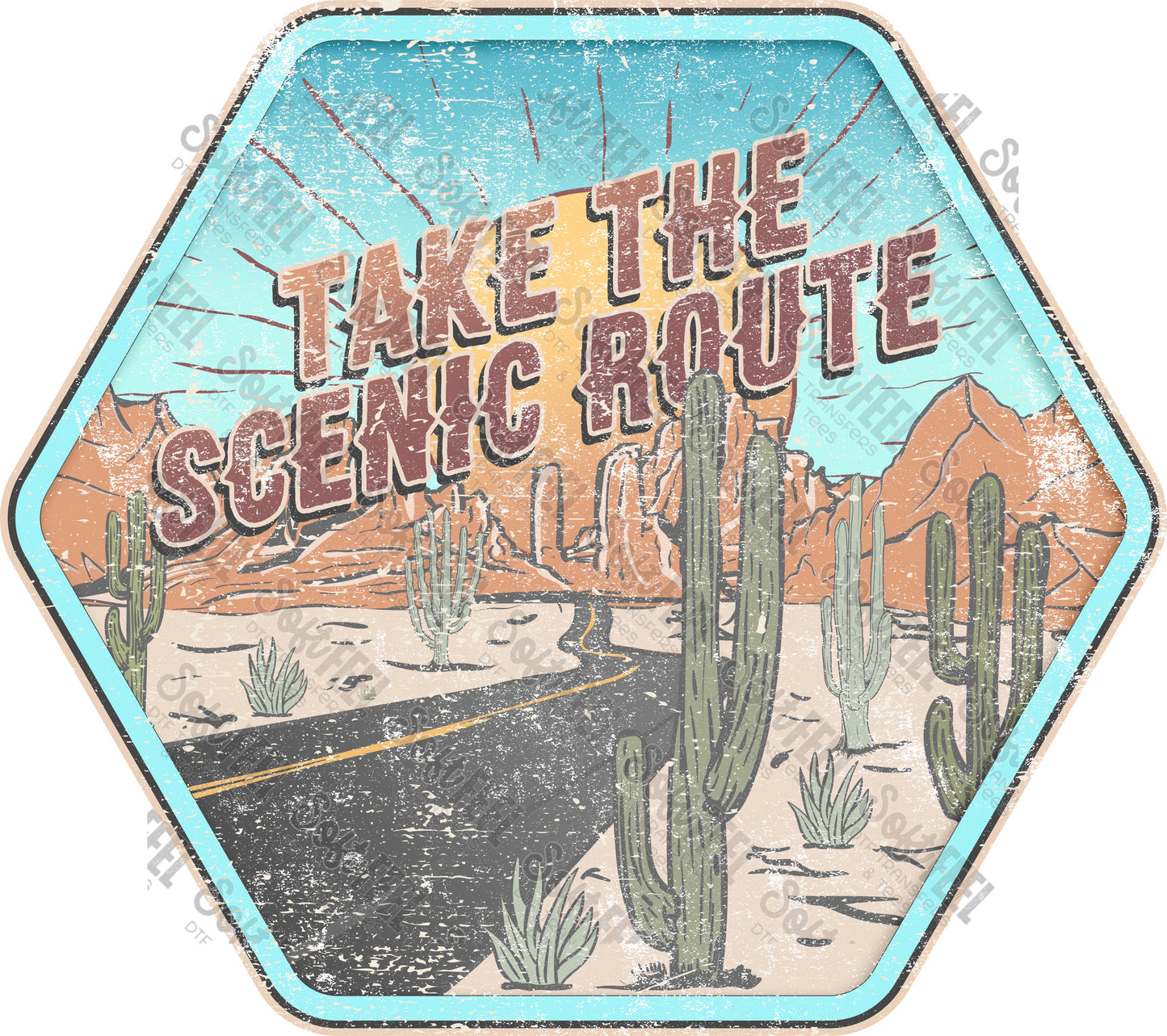 Take The Scenic Route - Country Western - Direct To Film Transfer / DTF - Heat Press Clothing Transfer