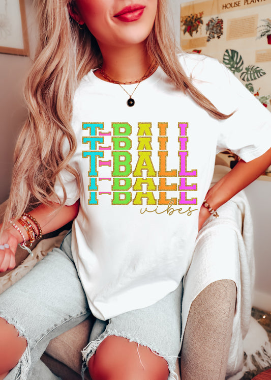 T-Ball Vibes - Sports / Youth - Direct To Film Transfer / DTF - Heat Press Clothing Transfer