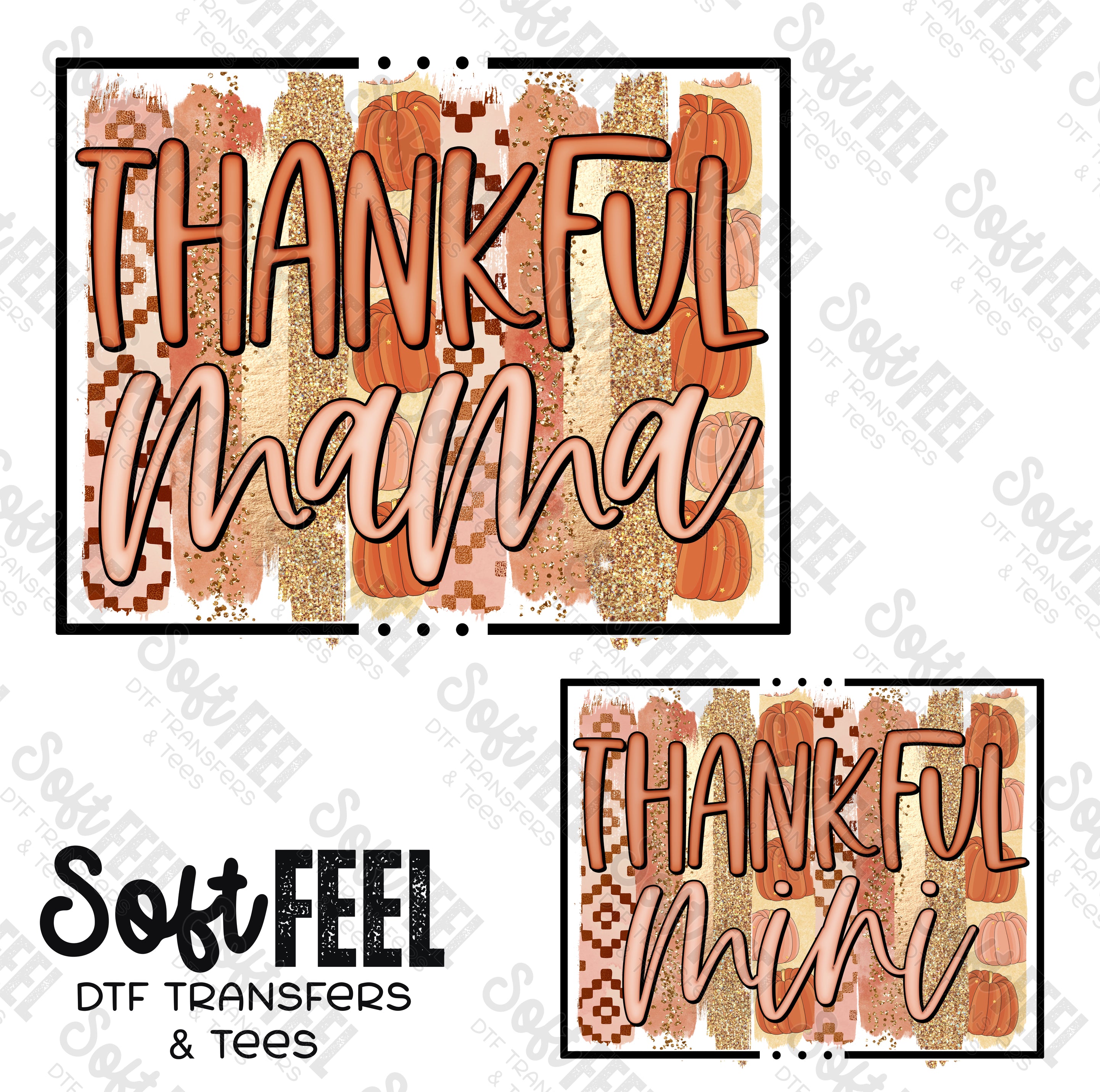 Mama Mini Thankful Fall - Mama Mini Set / Youth / Women&#39;s - Direct To Film Transfer / DTF - Heat Press Clothing Transfer