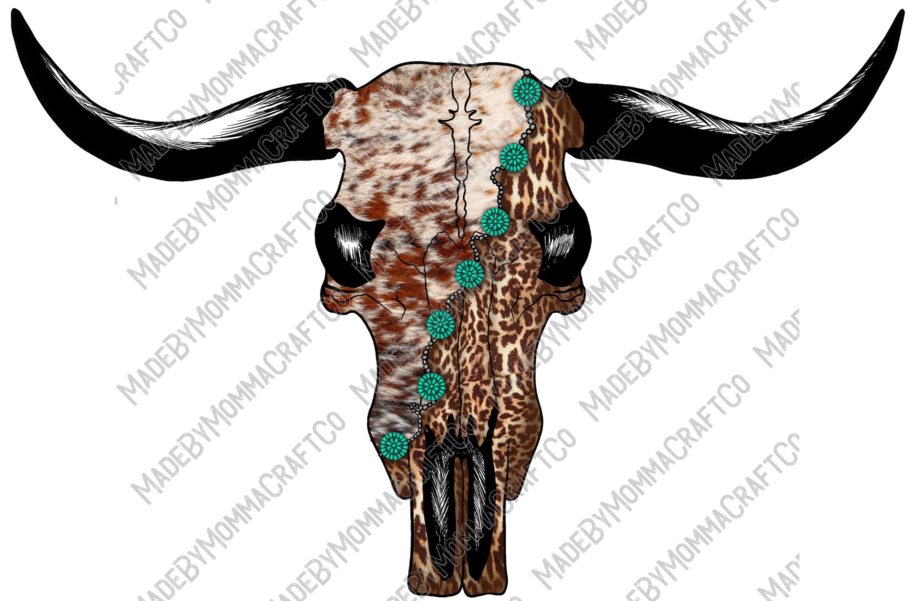 Turquoise Longhorn - Country Western - Cheat Clear Waterslide™ or White Cast Sticker
