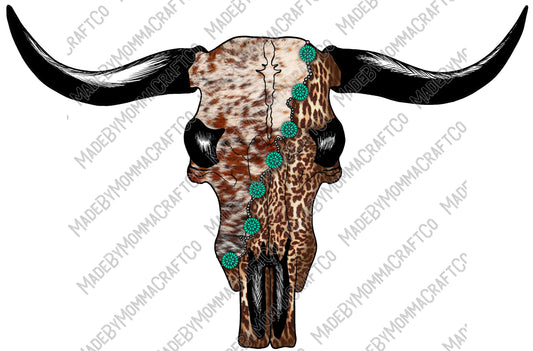 Turquoise Longhorn - Country Western - Cheat Clear Waterslide™ or White Cast Sticker