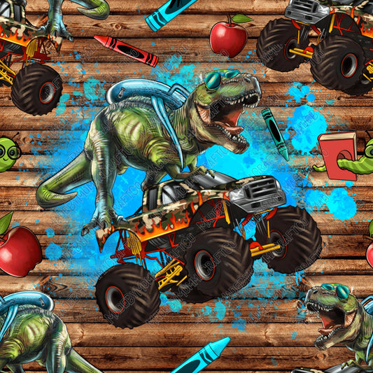 T Rex and Monster Trucks - Vinyl Or Waterslide Seamless Wrap