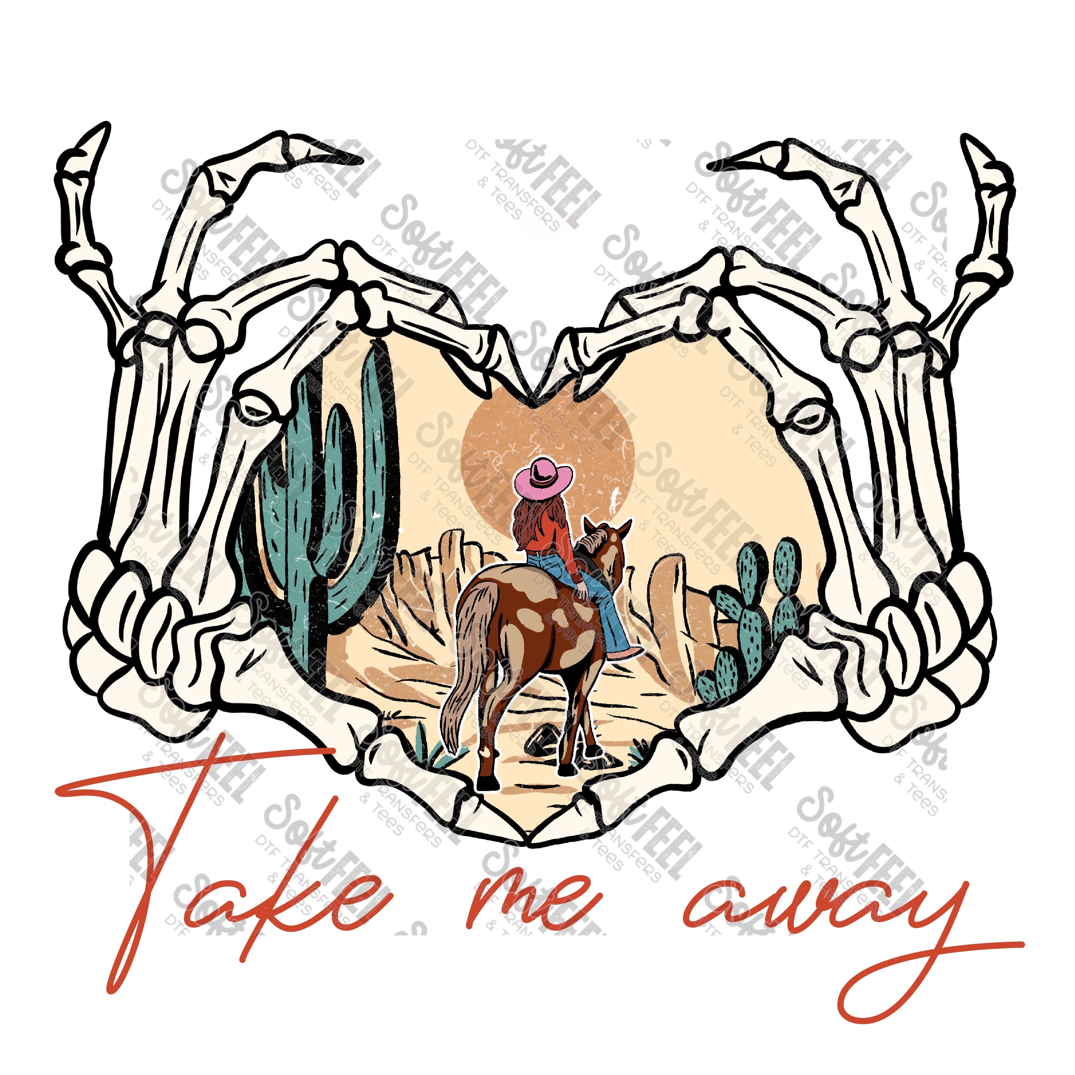 Take me Away Cowboy - Music / Western - Direct To Film Transfer / DTF - Heat Press Clothing Transfer