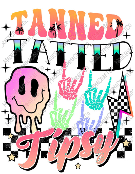 Tanned Tatted Tipsy Retro - Cheat Clear Waterslide™ or White Cast Sticker