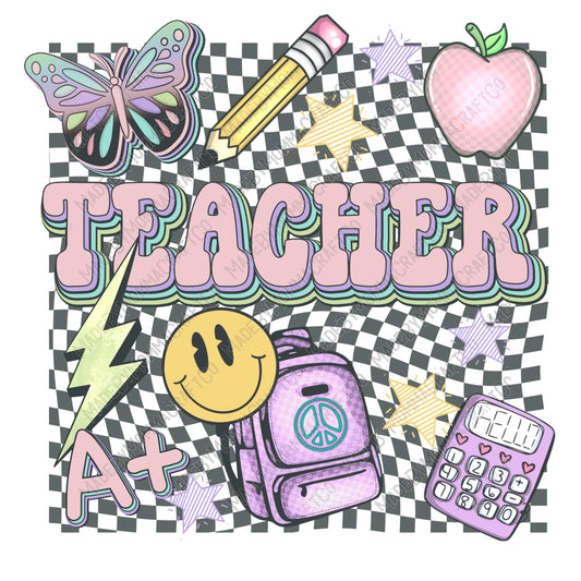 Retro Teacher - Back to School - Cheat Clear Waterslide™ or White Cast Sticker