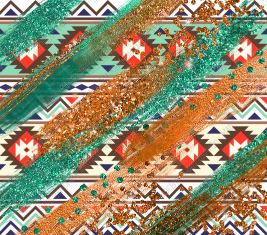 Teal Rust Aztec - Vinyl Or Waterslide Seamless Wrap