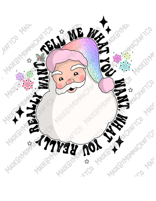 Tell Me Santa - Christmas - Cheat Clear Waterslide™ or White Cast Sticker