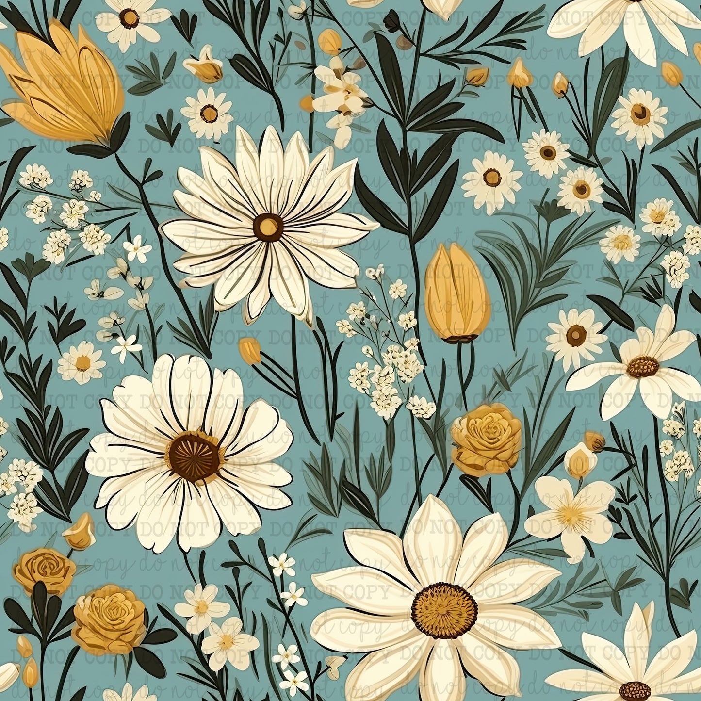 The Blues Wildflowers Pattern 10 - Vinyl Or Waterslide Seamless Wrap