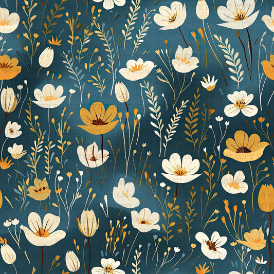 The Blues Wildflowers Pattern 12 - Vinyl Or Waterslide Seamless Wrap