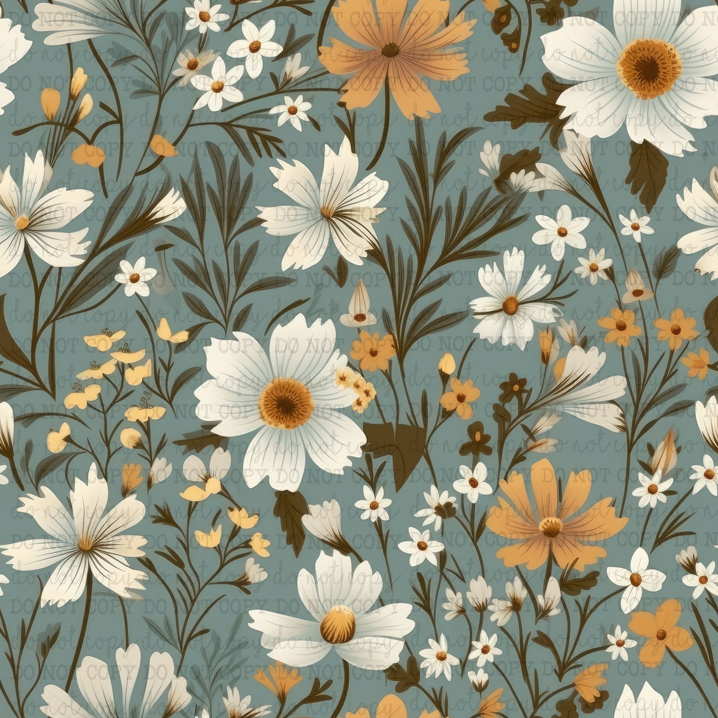 The Blues Wildflowers Pattern 2 - Vinyl Or Waterslide Seamless Wrap