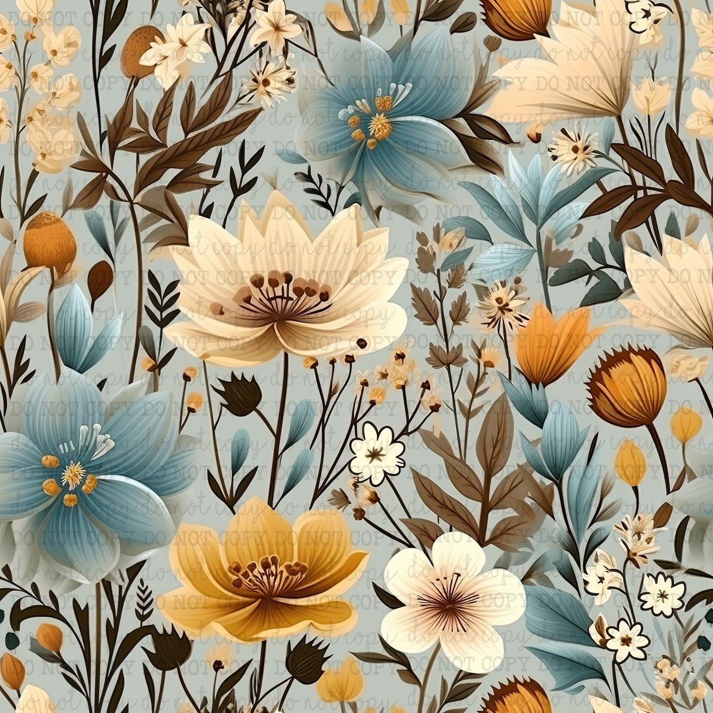 The Blues Wildflowers Pattern 3 - Vinyl Or Waterslide Seamless Wrap