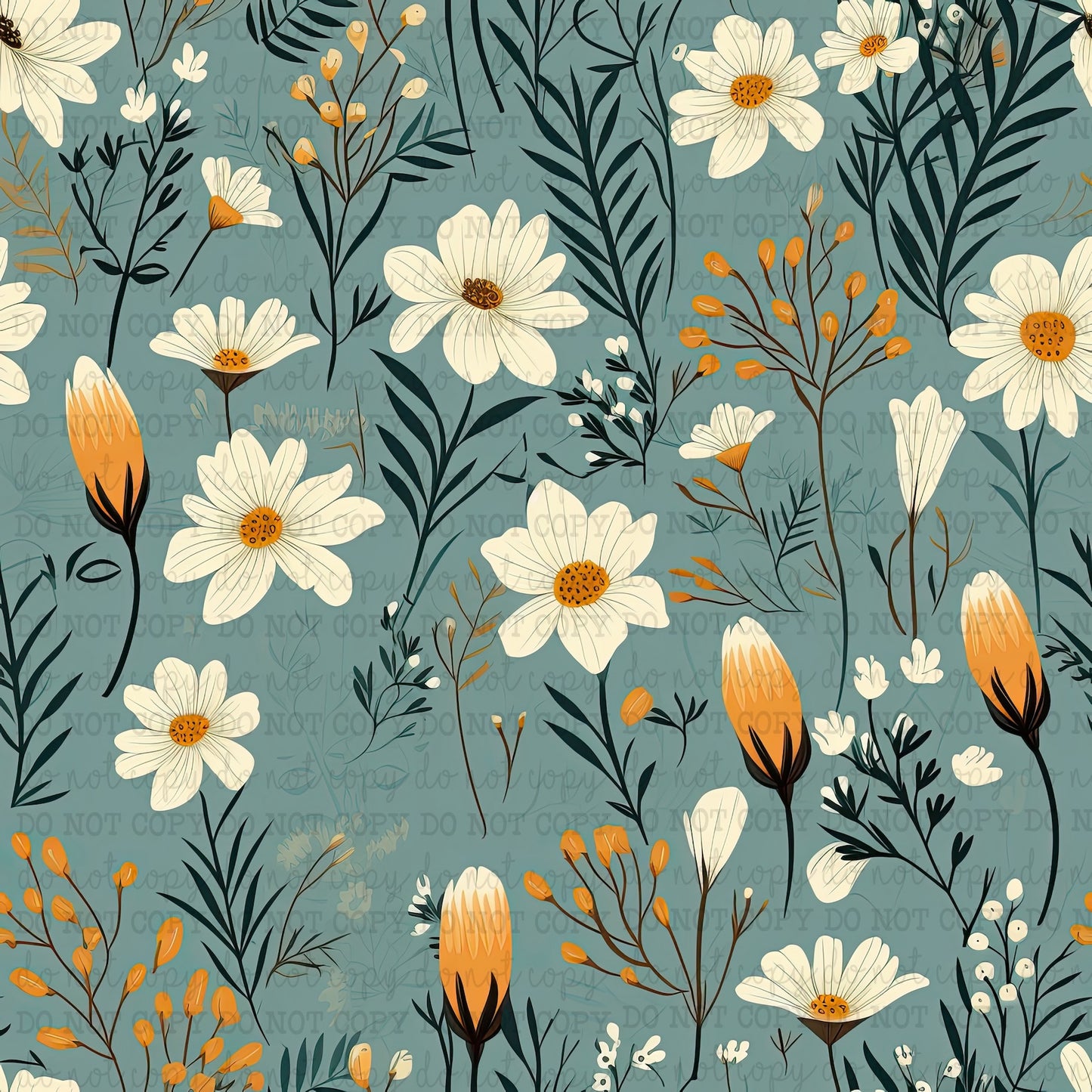 The Blues Wildflowers Pattern 6 - Vinyl Or Waterslide Seamless Wrap