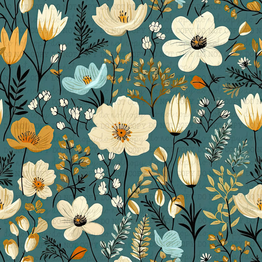 The Blues Wildflowers Pattern 8 - Vinyl Or Waterslide Seamless Wrap