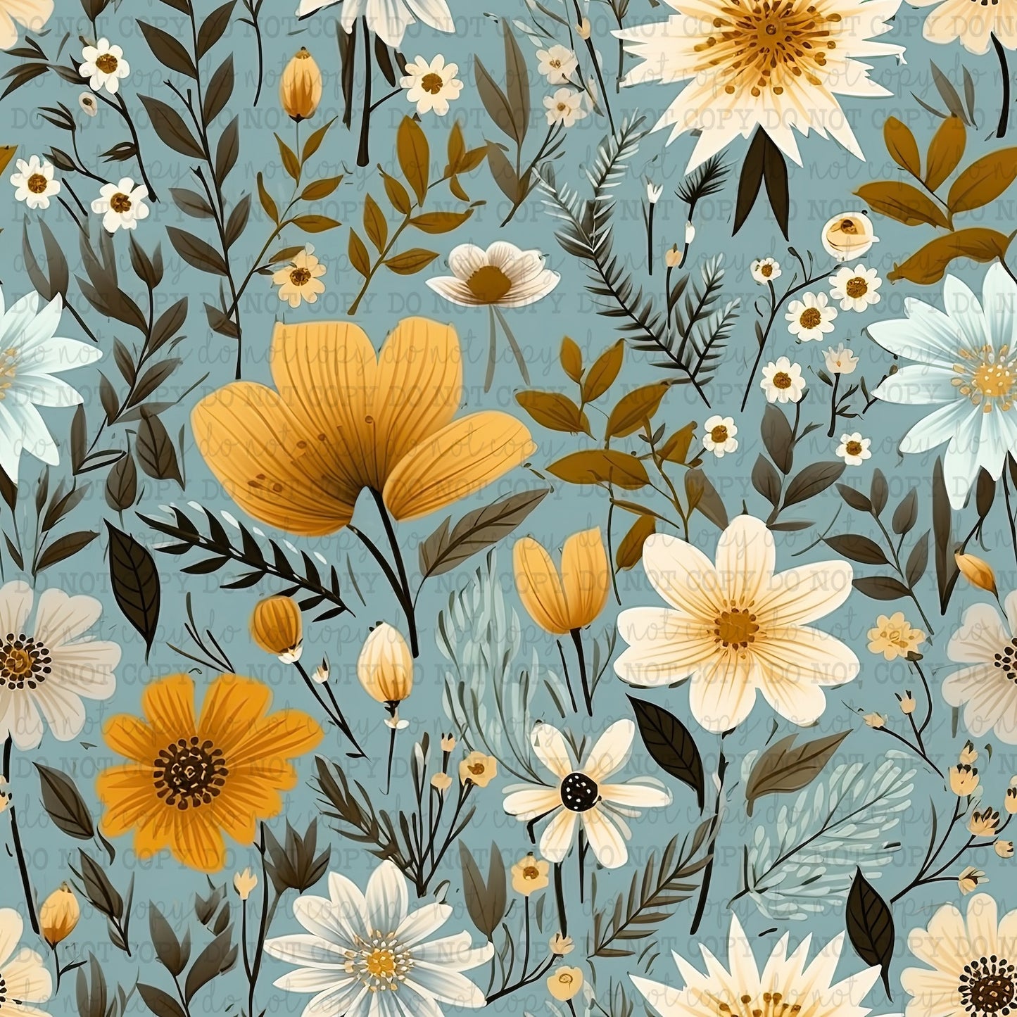 The Blues Wildflowers Pattern 9 - Vinyl Or Waterslide Seamless Wrap