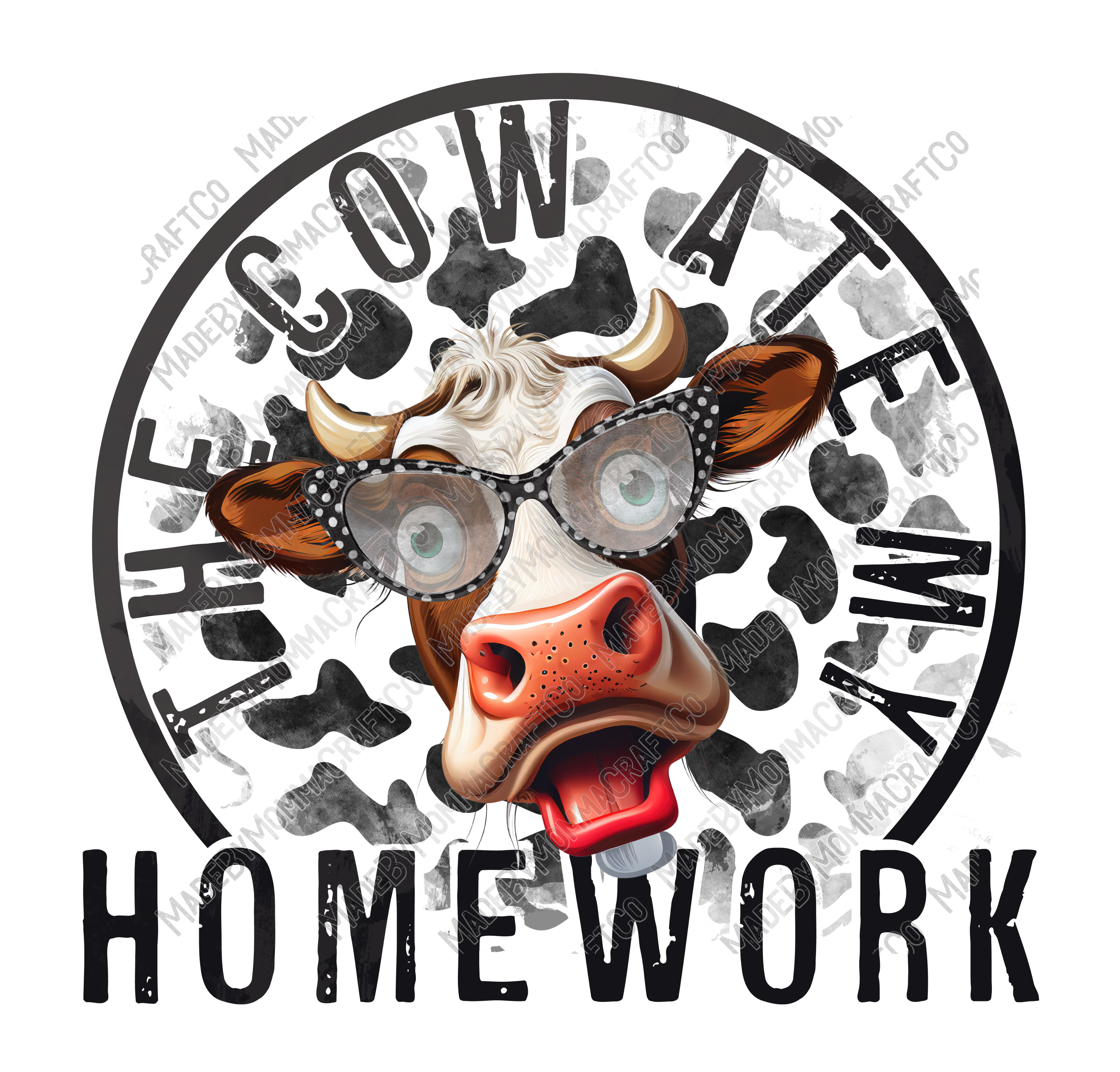 The Cow Ate My Homework - School / Kids / Country Western - Cheat Clear Waterslide™ or White Cast Sticker