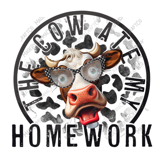 The Cow Ate My Homework - School / Kids / Country Western - Cheat Clear Waterslide™ or White Cast Sticker