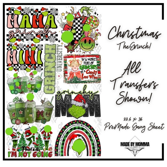 Green Guy Christmas Gang Sheet - Themed Pre-Made DTF Transfers