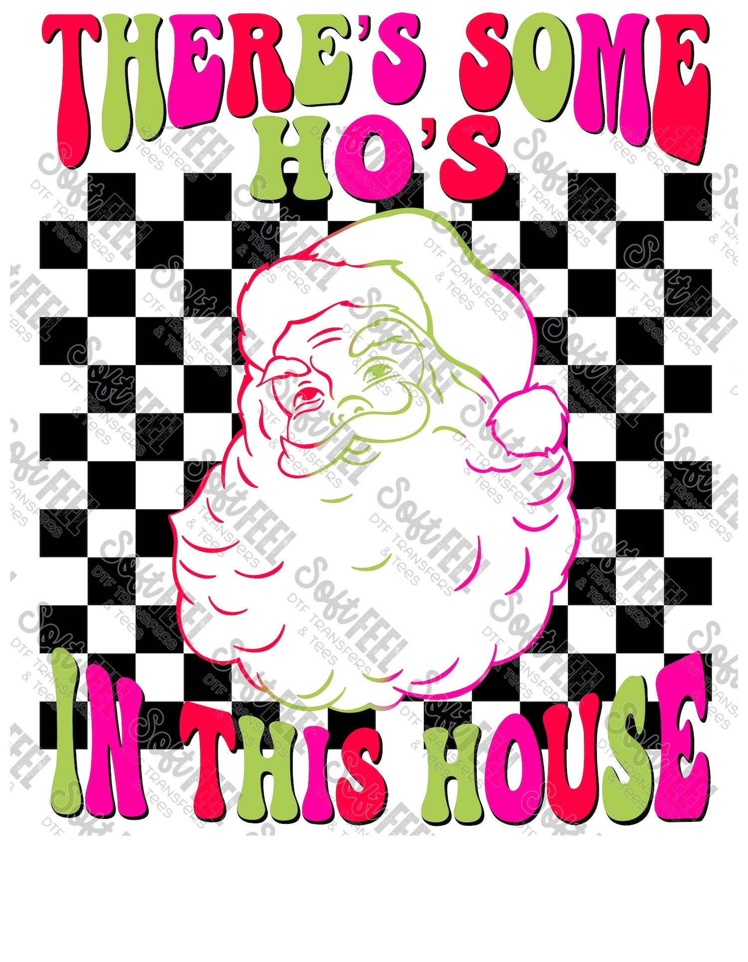 There&#39;s some hos triple - Women&#39;s / Christmas / Retro / Snarky Humor - Direct To Film Transfer / DTF - Heat Press Clothing Transfer