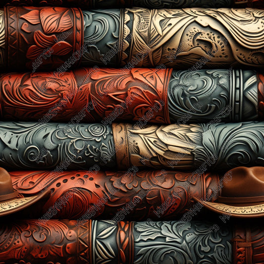 Tooled Leather Texture - Vinyl Or Waterslide Seamless Wrap