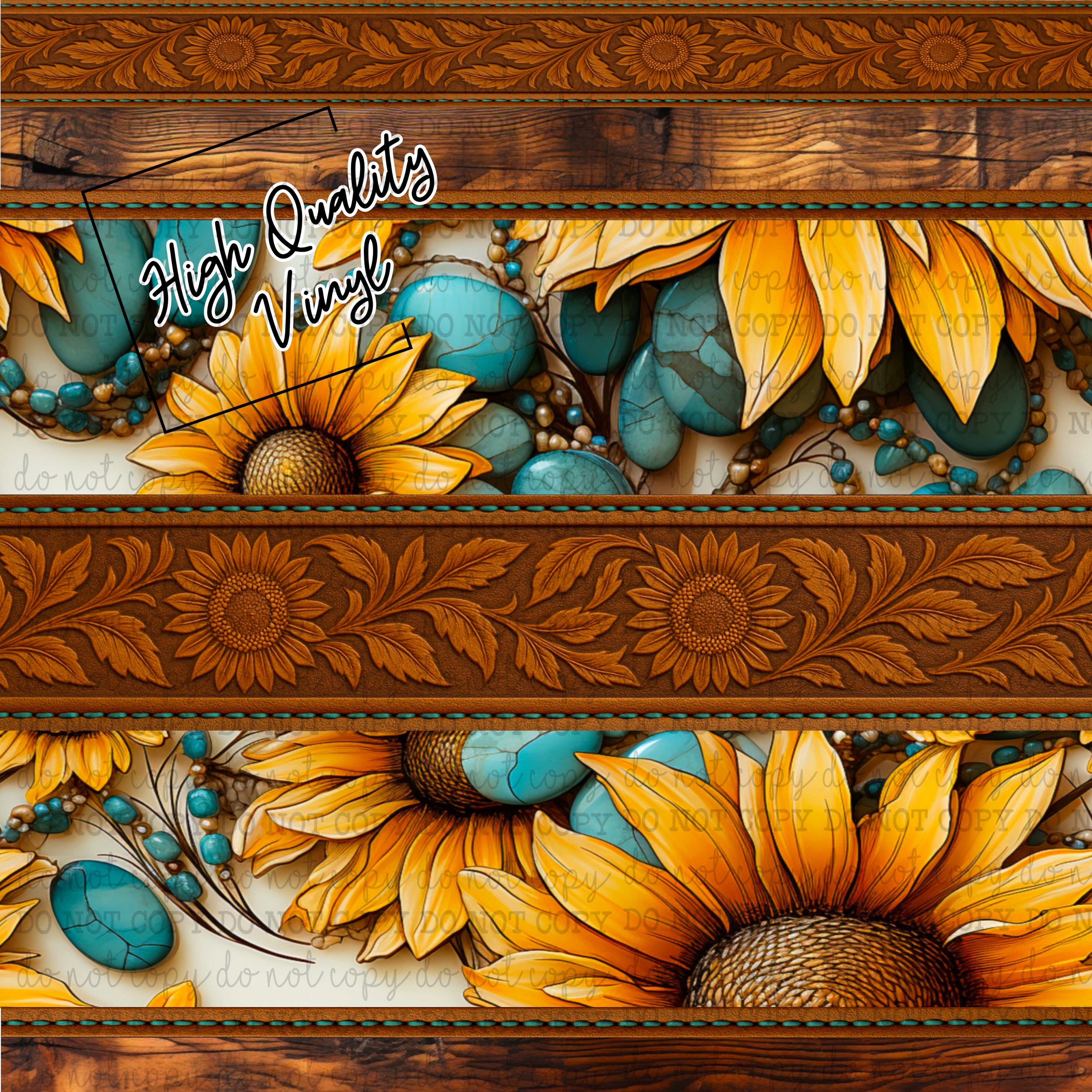 Tooled Leather and Sunflowers Mashup  - Vinyl Or Waterslide Seamless Wrap