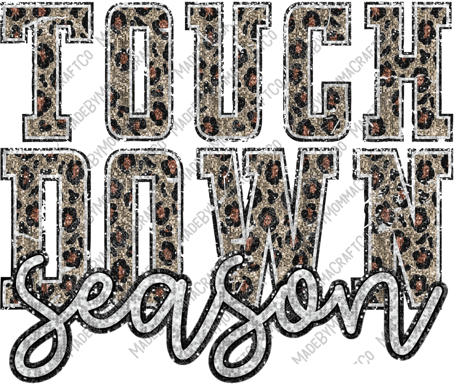 Touch Down Season Football Glitter Sequins - Cheat Clear Waterslide™ or White Cast Sticker