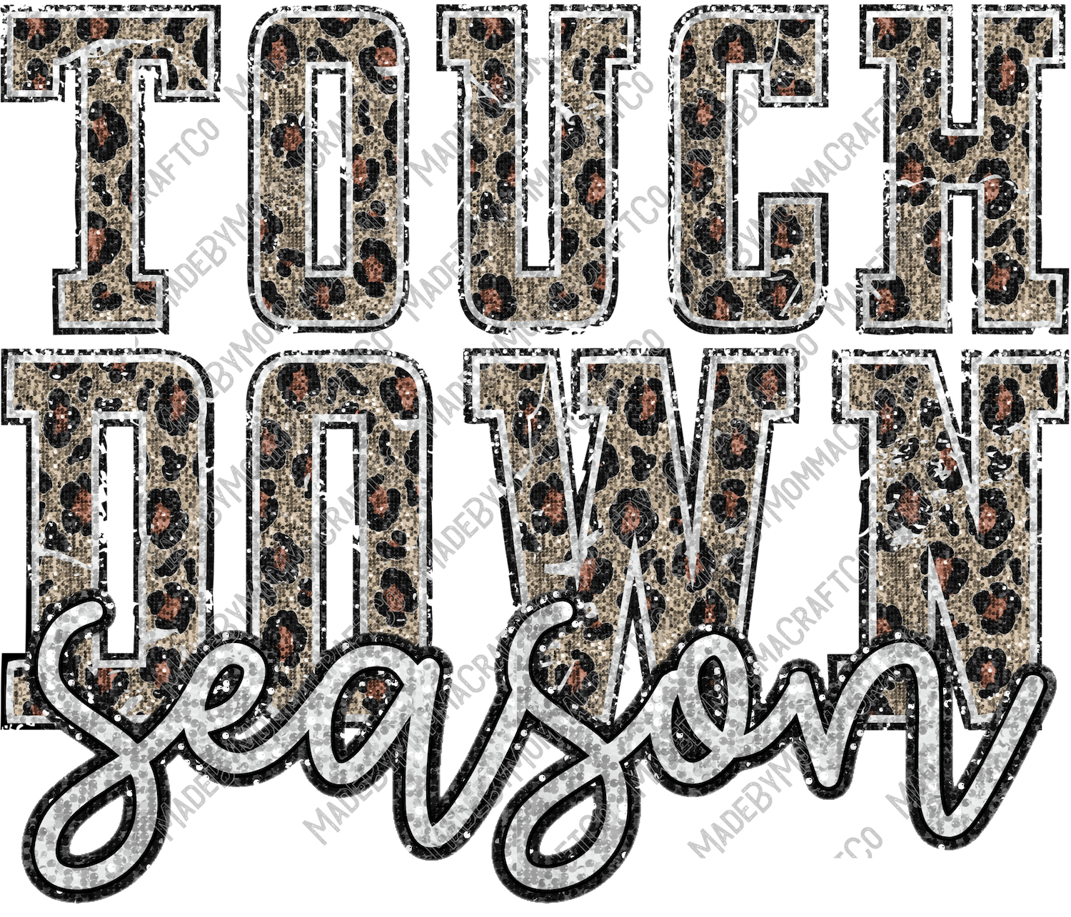 Touch Down Season Football Glitter Sequins - Cheat Clear Waterslide™ or White Cast Sticker