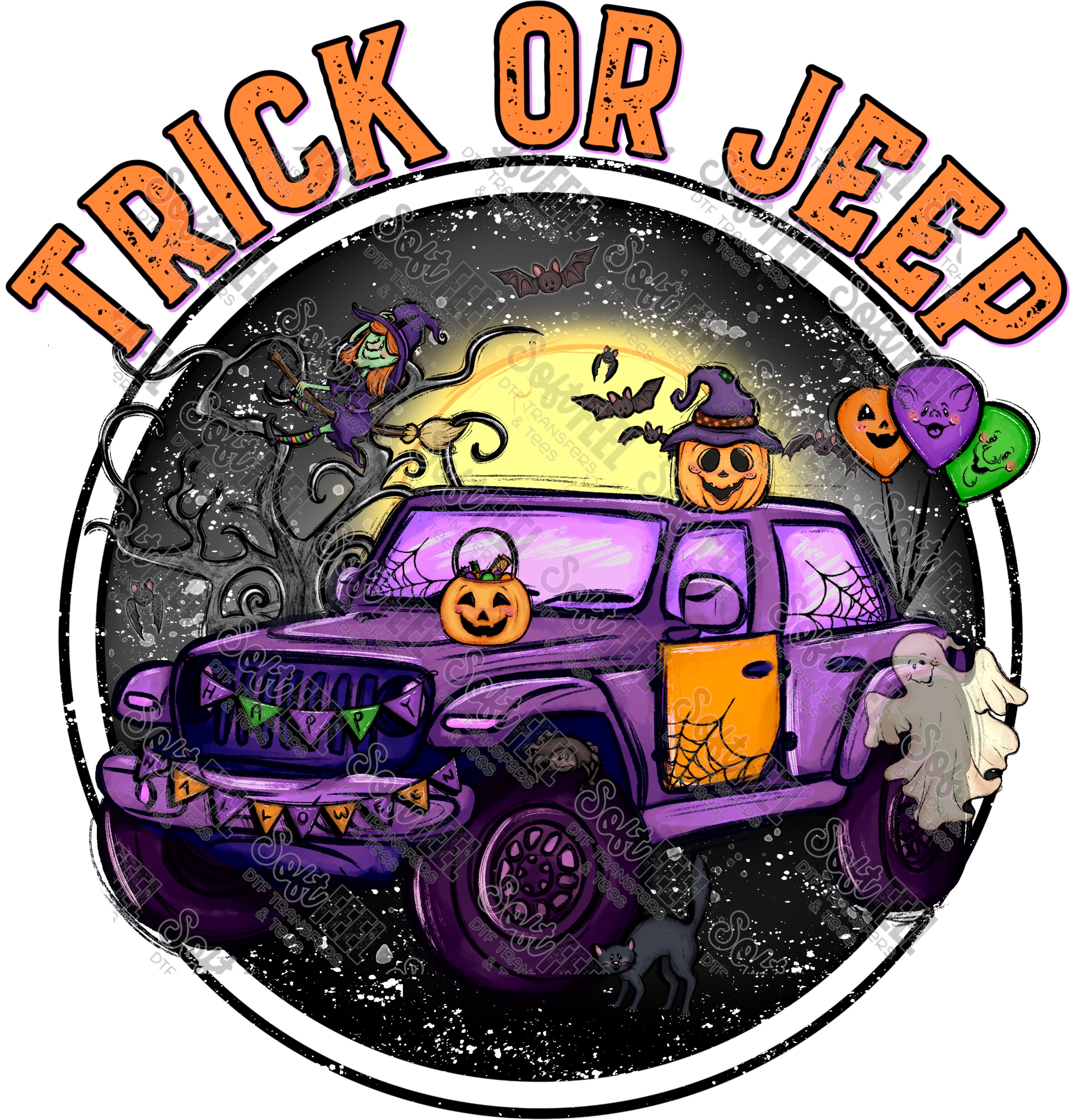 Trick Or Vehicle - Halloween - Direct To Film Transfer / DTF - Heat Press Clothing Transfer