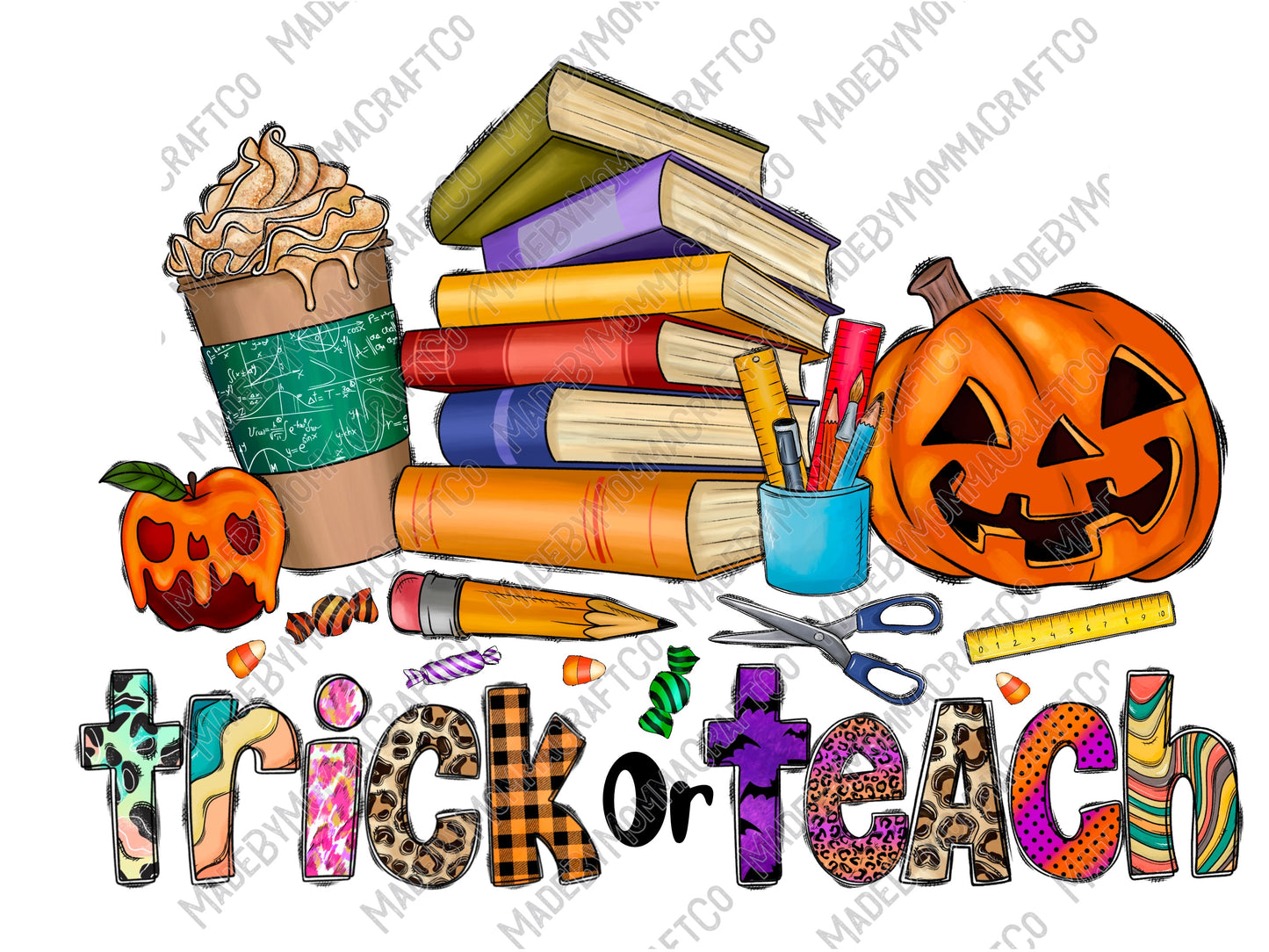 Trick or Teach Teacher - Halloween - Cheat Clear Waterslide™ or White Cast Sticker