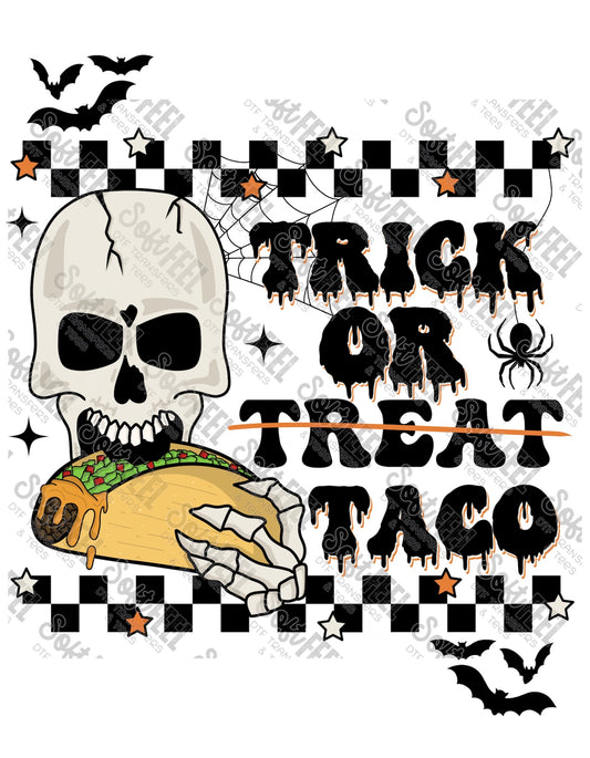 Trick or Treat Taco - Retro / Halloween Horror - Direct To Film Transfer / DTF - Heat Press Clothing Transfer