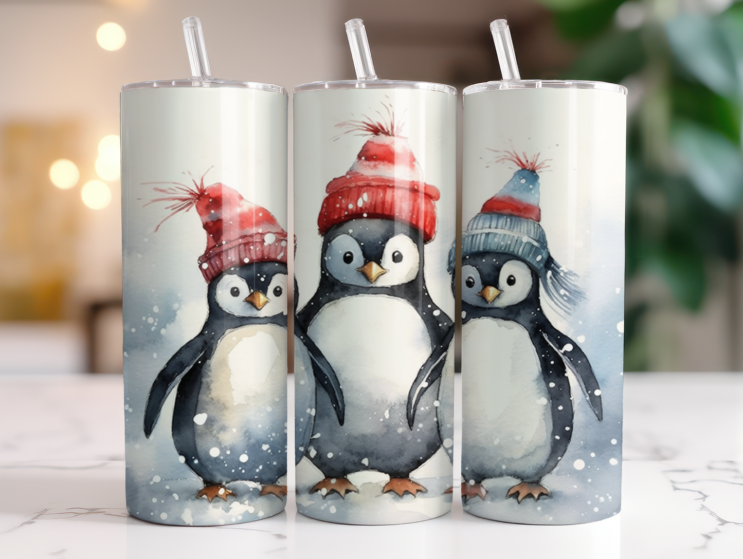 Trio Penguins - Sublimation or Waterslide Wrap - 20oz and 30oz