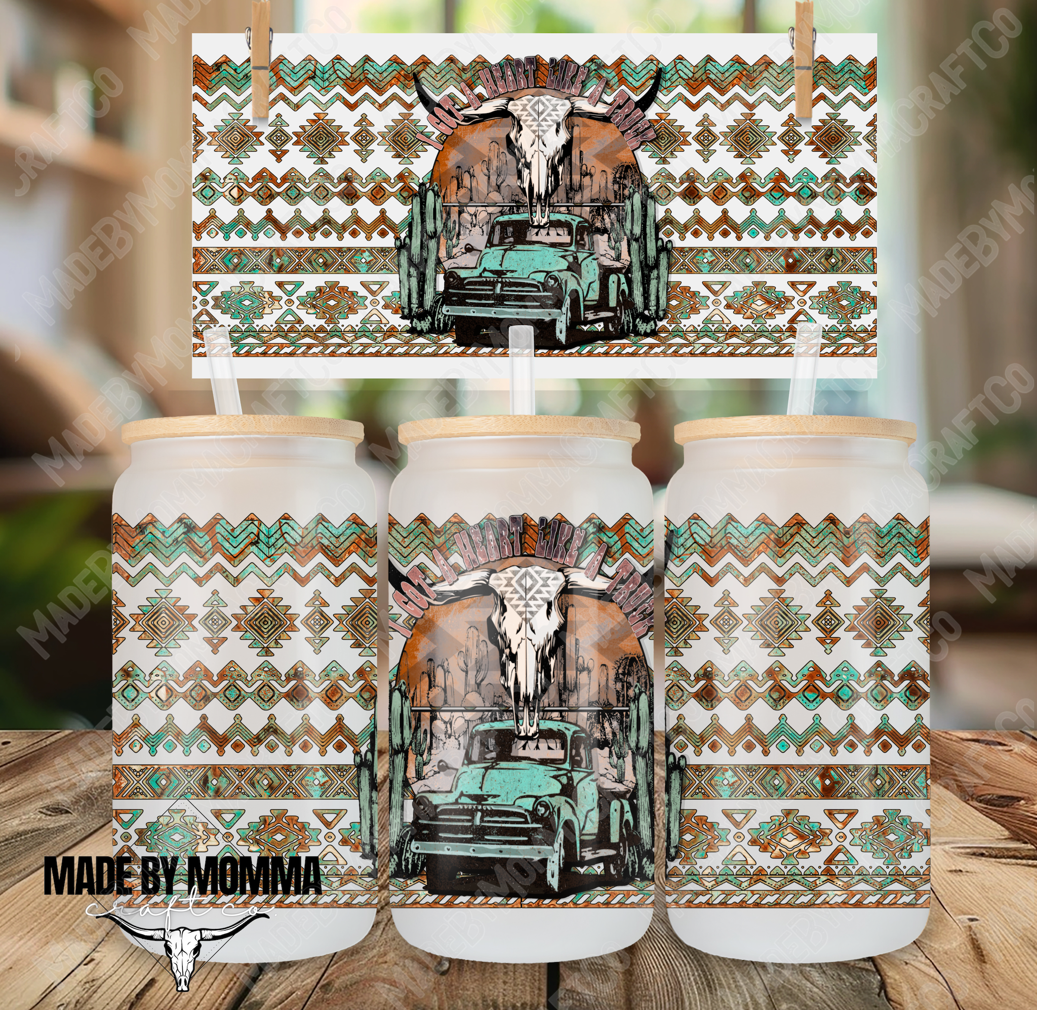 Truck Aztec Western 16oz UV DTF or Sublimation Wrap