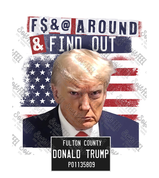 Trump Mugshot 4 - Political / Patriotic - Direct To Film Transfer / DTF - Heat Press Clothing Transfer