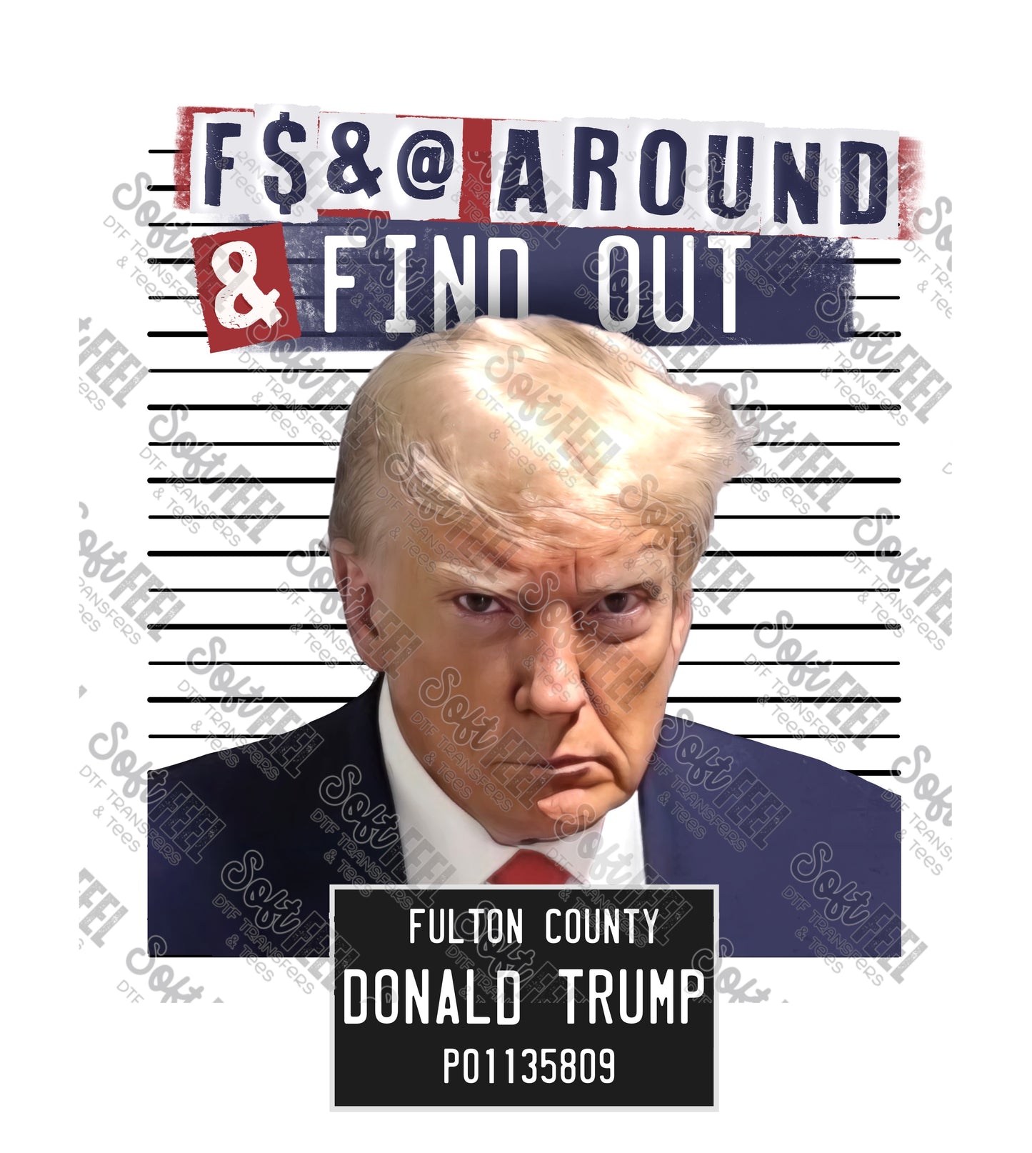 Trump Mugshot 5 - Political / Patriotic - Direct To Film Transfer / DTF - Heat Press Clothing Transfer