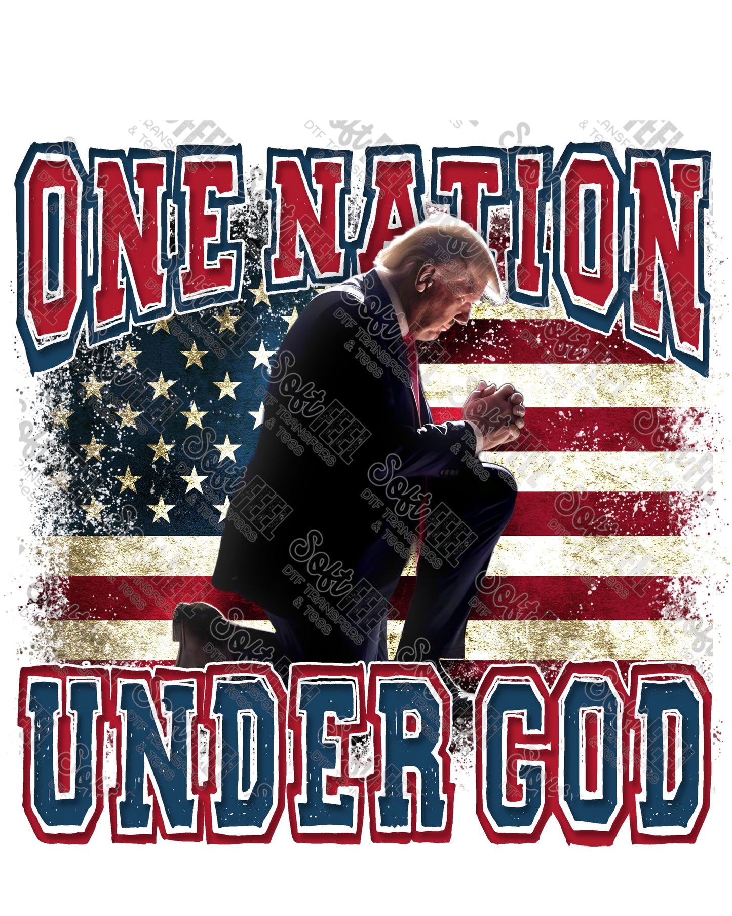 One Nation Under God Trump - Patriotic - Direct To Film Transfer / DTF - Heat Press Clothing Transfer