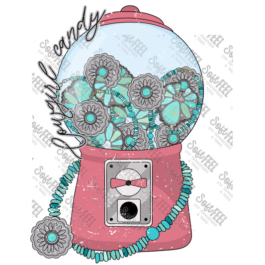 Turquoise Candy Machine Distressed - Women's / Country Western - Direct To Film Transfer / DTF - Heat Press Clothing Transfer