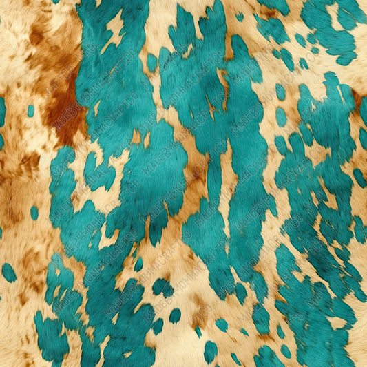 Turquoise Western Hide Mix - Vinyl Or Waterslide Seamless Wrap