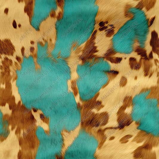 Turquoise Western Hide Mix 2 - Vinyl Or Waterslide Seamless Wrap