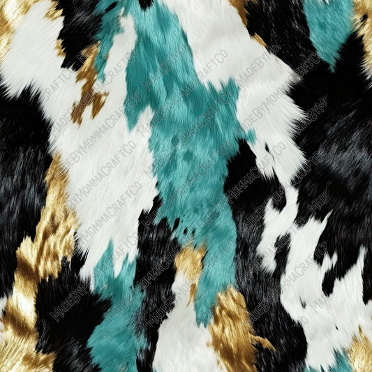 Turquoise Western Hide Mix 3 - Vinyl Or Waterslide Seamless Wrap