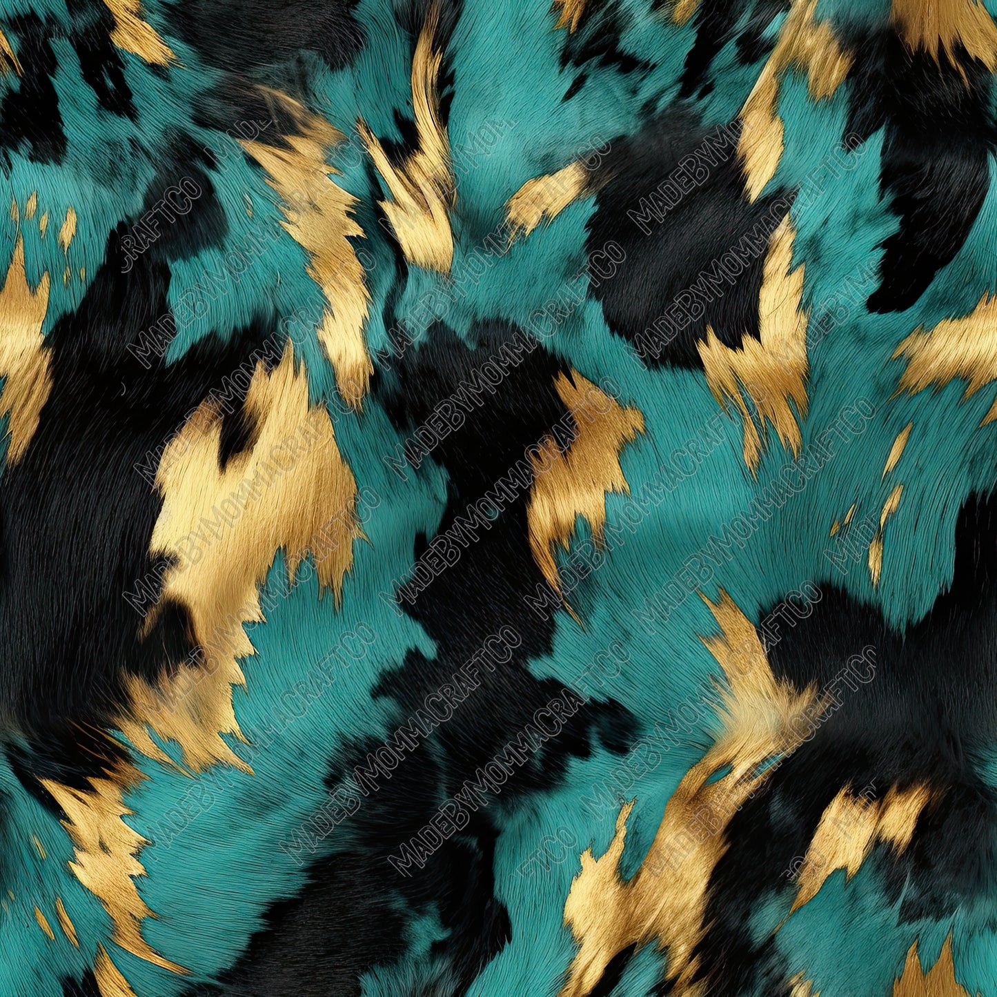 Turquoise Western Hide Mix 4 - Vinyl Or Waterslide Seamless Wrap