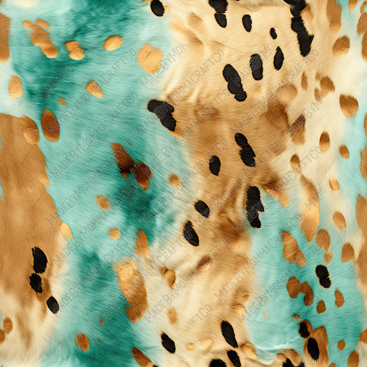 Turquoise Western Hide Mix 5 - Vinyl Or Waterslide Seamless Wrap