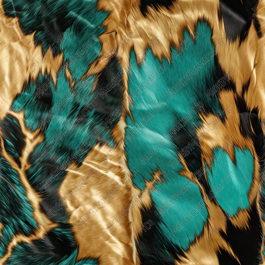 Turquoise Western Hide Mix 6 - Vinyl Or Waterslide Seamless Wrap