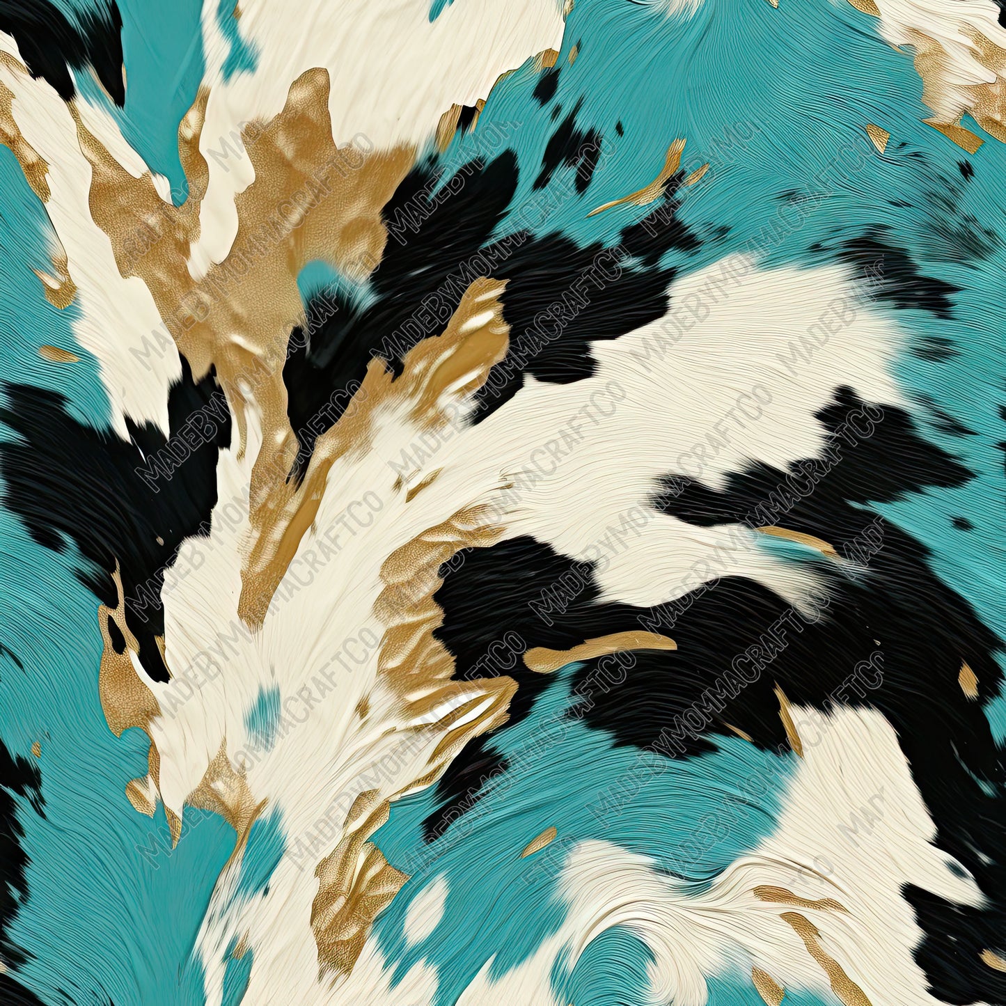 Turquoise Western Hide Mix 15 - Vinyl Or Waterslide Seamless Wrap